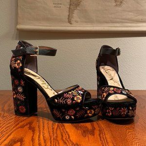 Sam Edelman Marsha Embroidered Velvet Platforms